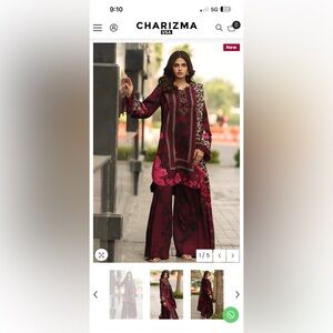 Women's Burgundy Floral Wide Dress by Charizma